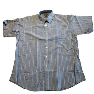 Botany 500 Shirt Vintage Button Down‎ Short Sleeve Blue Pinstriped 17.5 NEW NWT